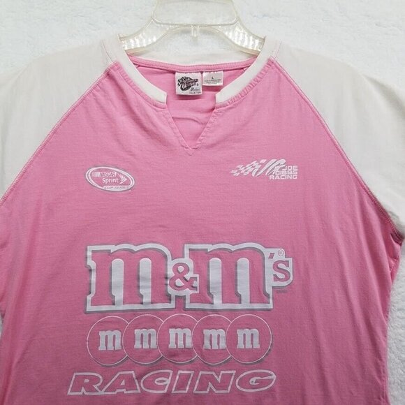 Nascar Shirt Womens Large Joe Gibbs 18 M & M Racing Pink Winners Circle - Picture 1 of 9